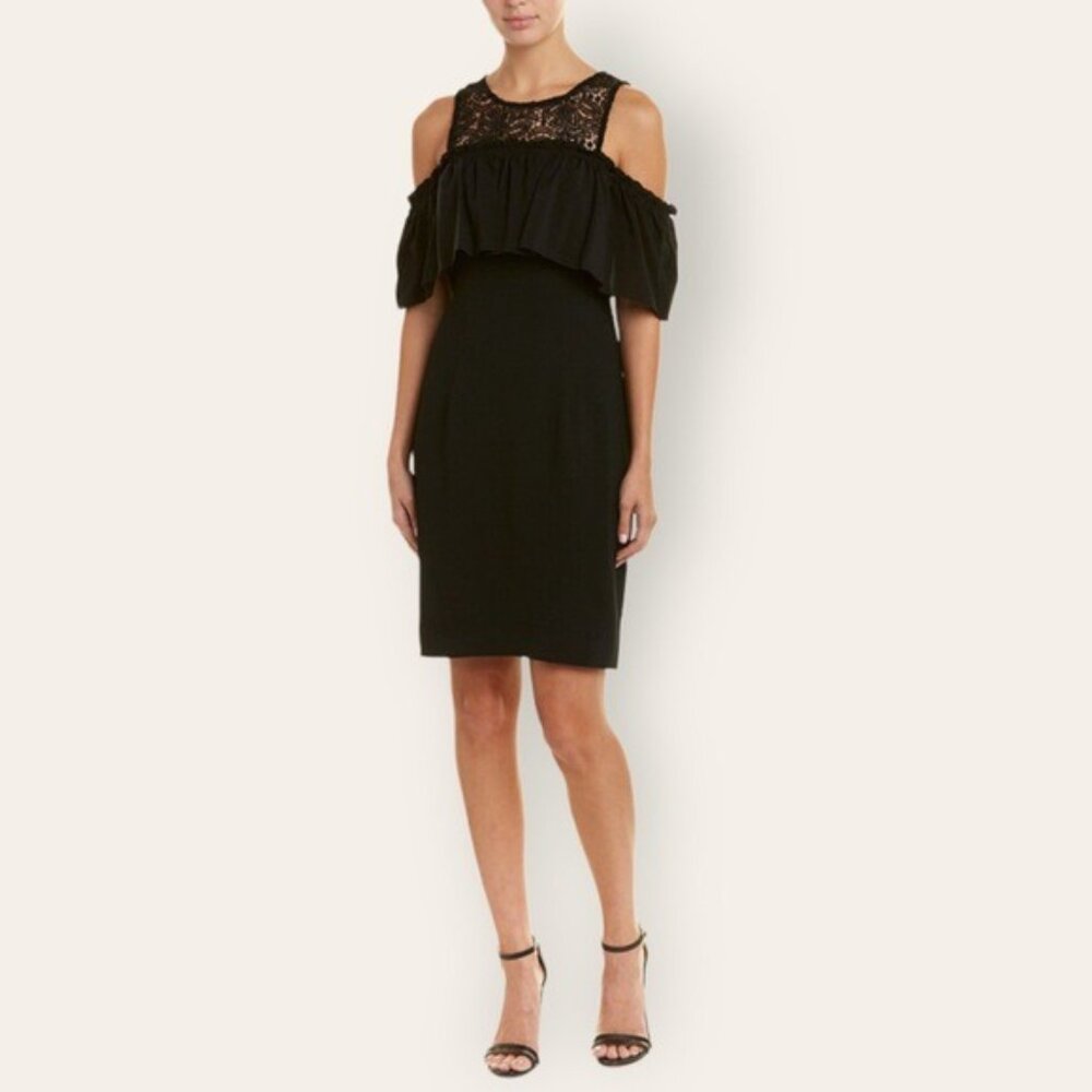 TRINA TURK‎ Lauren Black Lace Cold Shoulder Sheath Mini Dress in Black 8 - Picture 12 of 12
